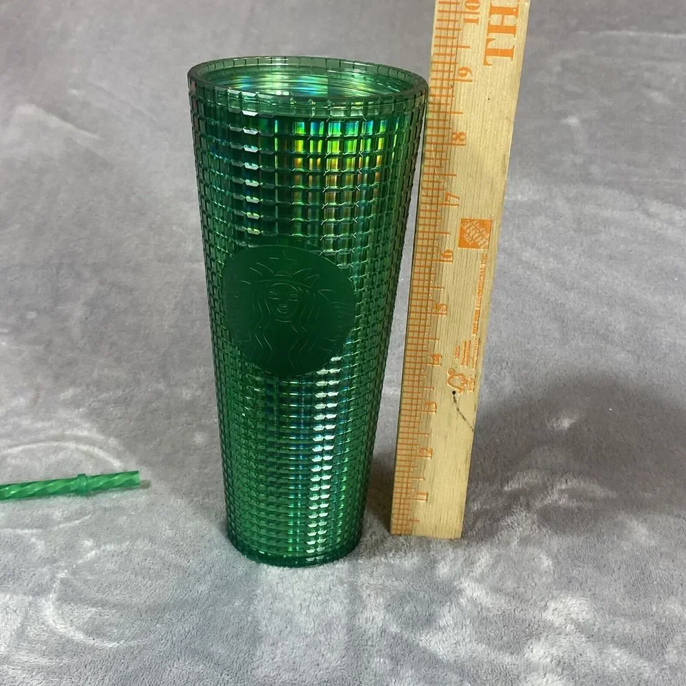 New Starbucks Tumbler Cup Venti‎ 2022 Disco Ombre Watermelon Studded Grid Straw